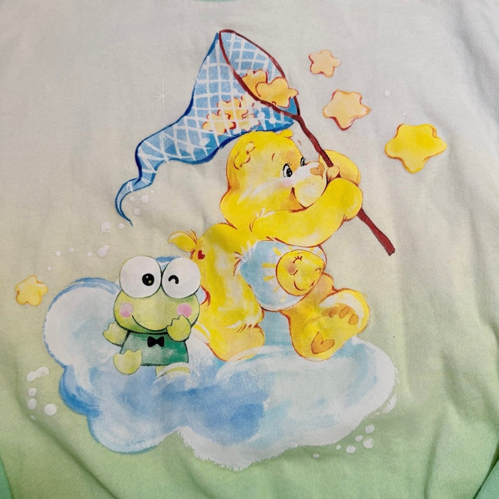 Sanrio Hello Kitty Care Bears Sweater Women Large Green Keroppi Graphic - Picture 3 of 9